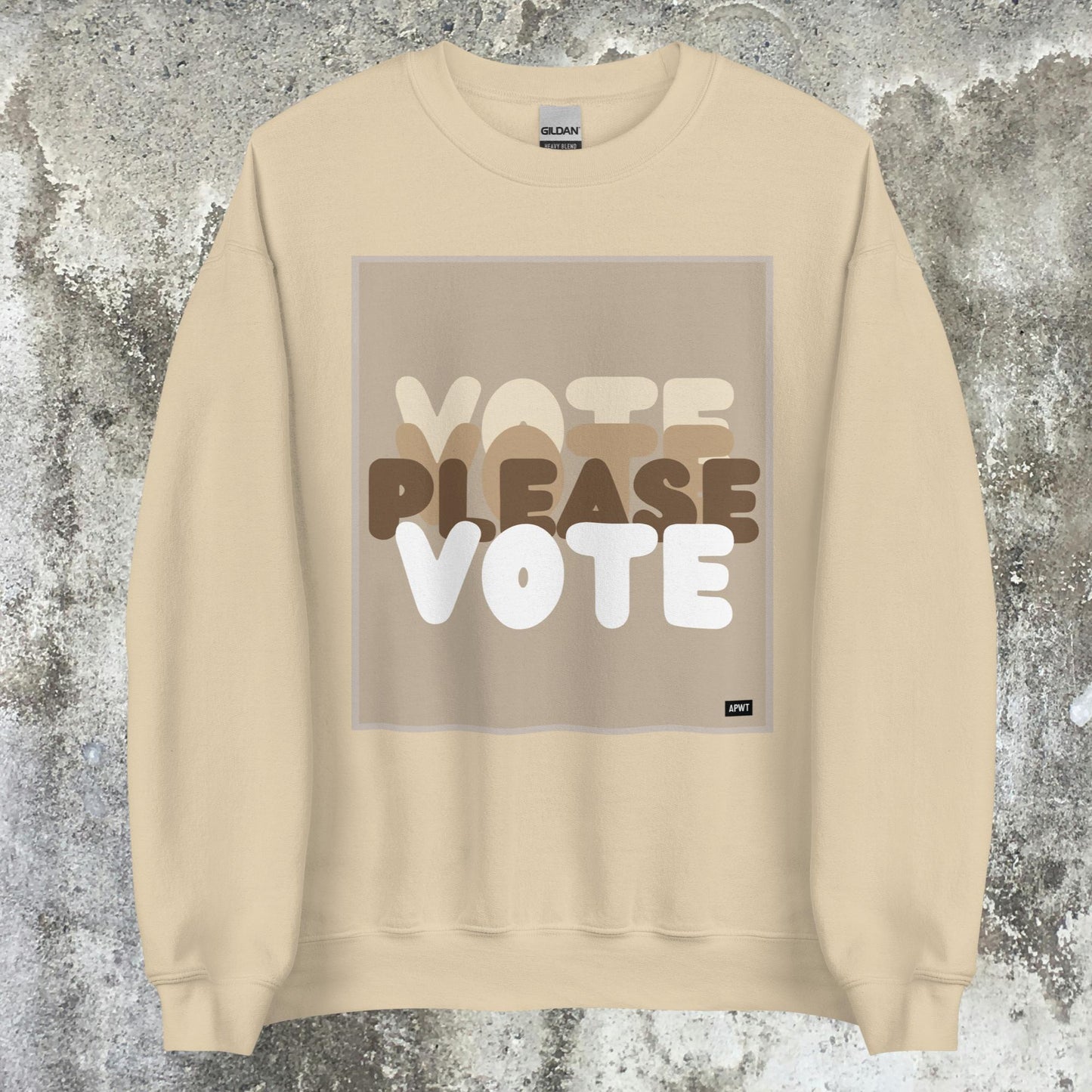 Please Vote in Brown Unisex Crew Neck Sweatshirt - Available in Assorted Colors