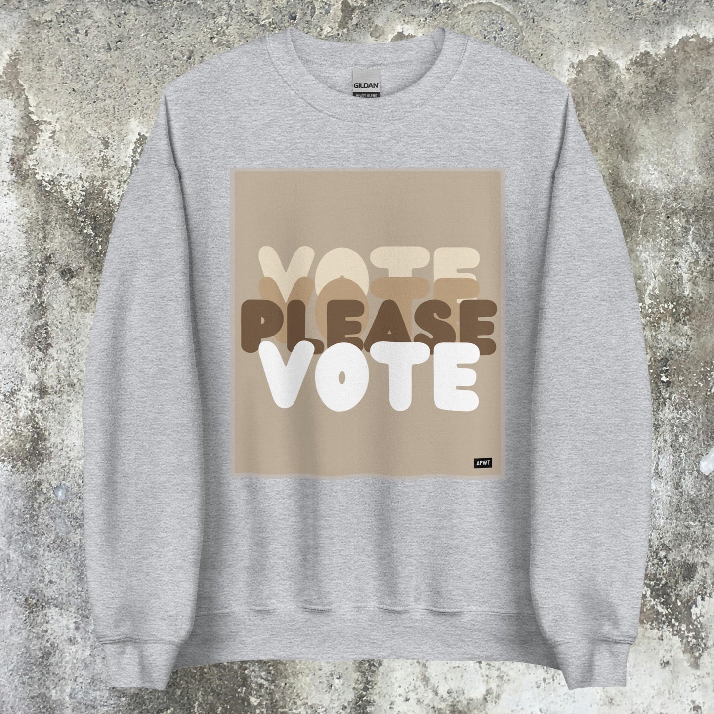 Please Vote in Brown Unisex Crew Neck Sweatshirt - Available in Assorted Colors