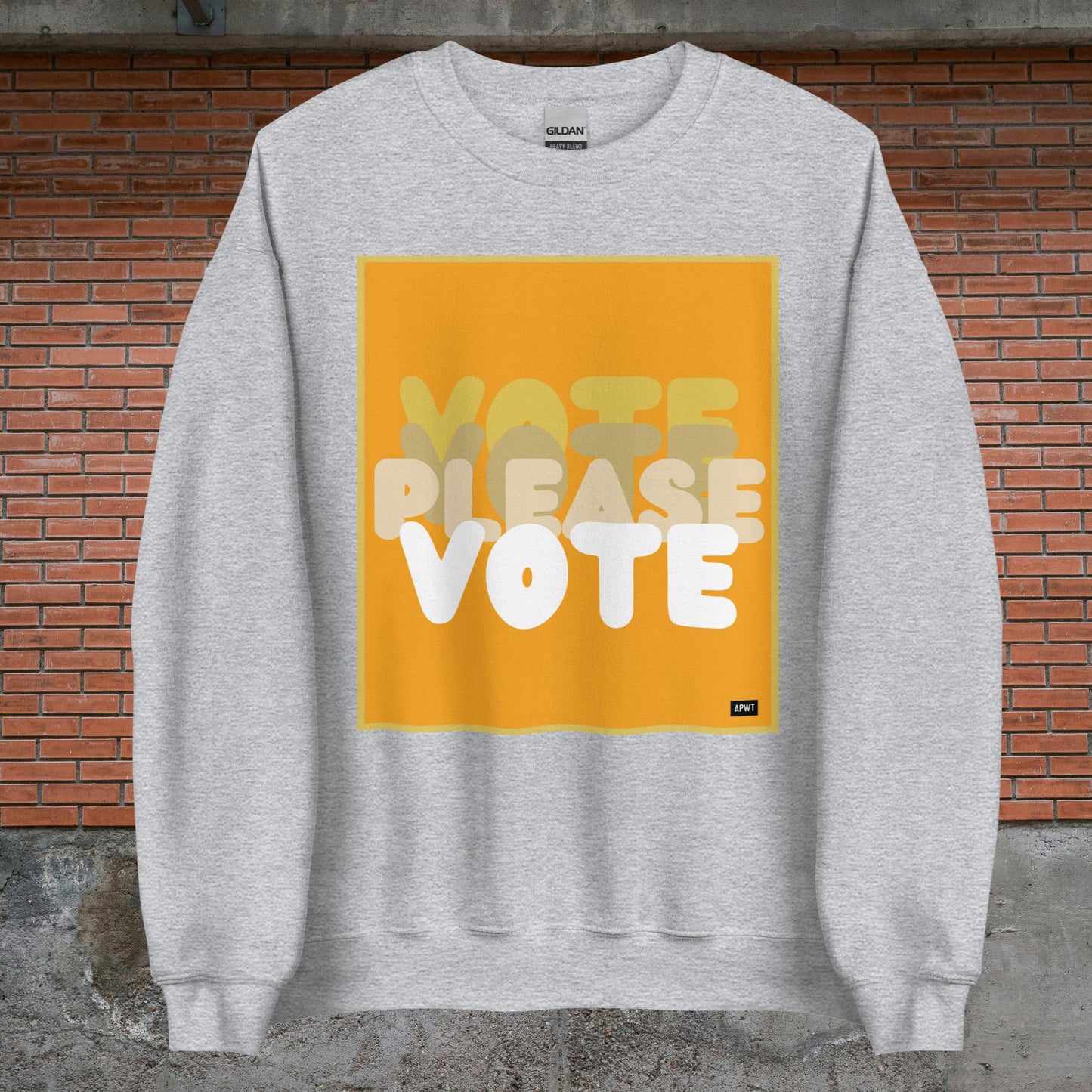 Please Vote in Orange Unisex Crew Neck Sweatshirt - Available in Assorted Colors