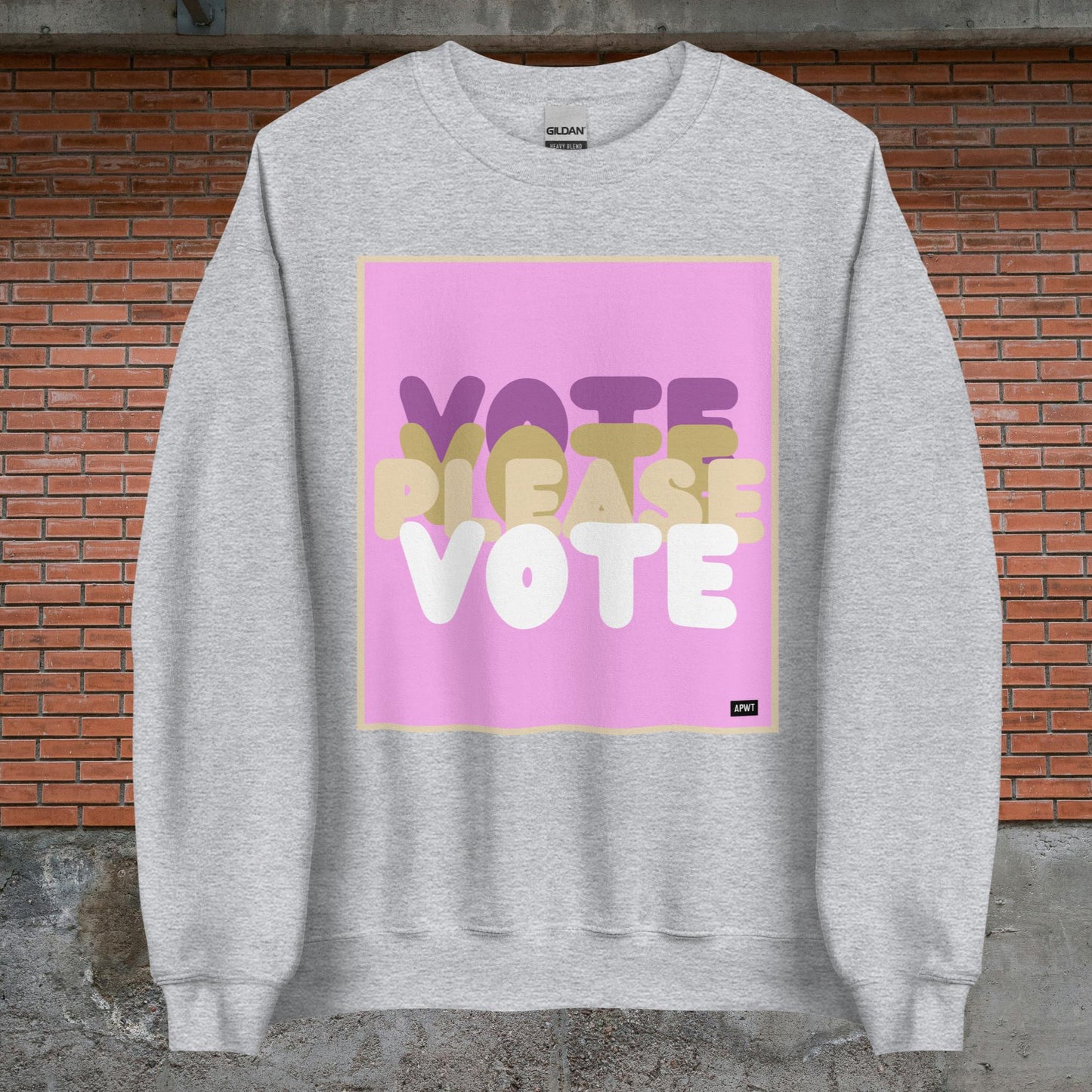 Please Vote in Pink Unisex Crew Neck Sweatshirt - Available in Assorted Colors