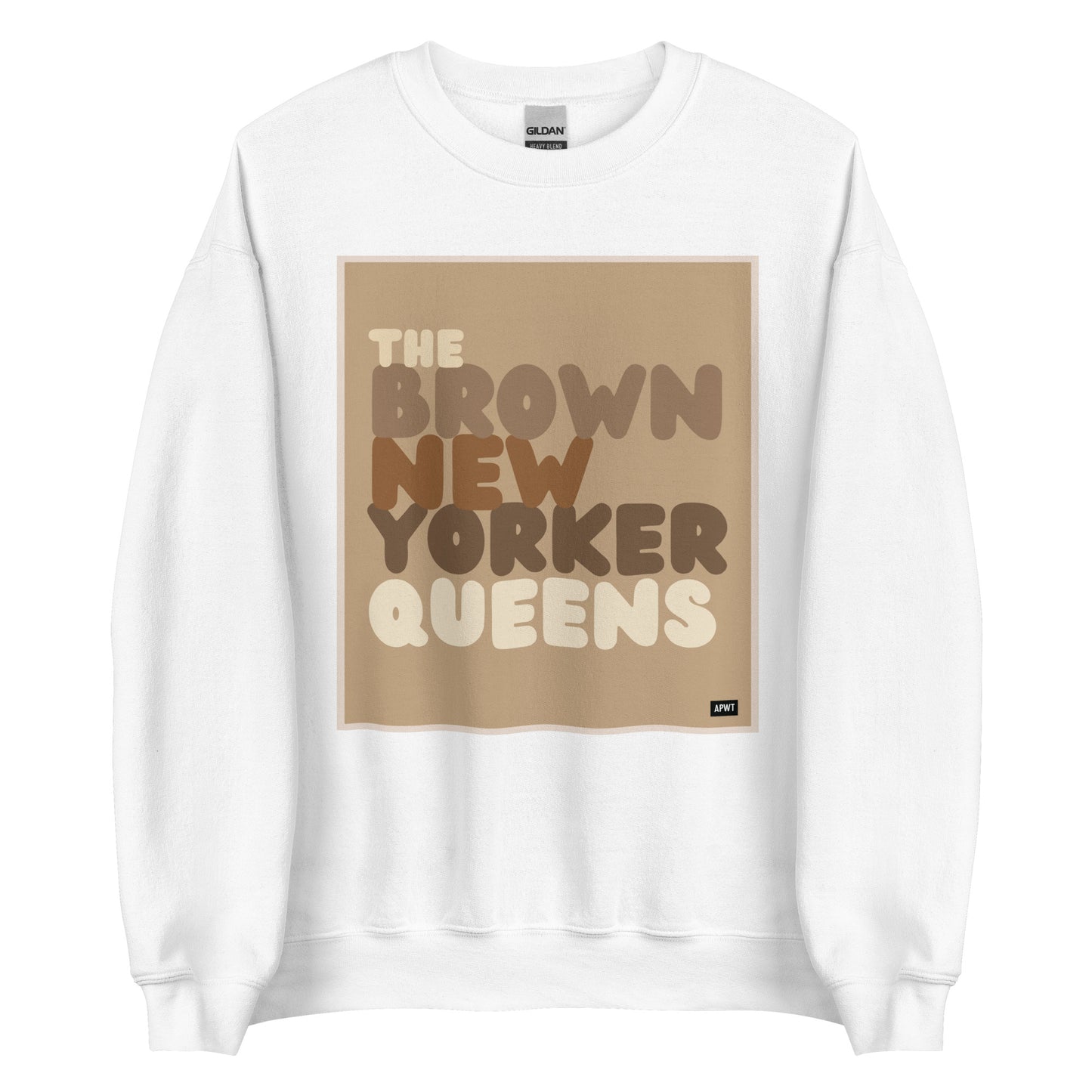 The Brown New Yorker Unisex Crew Neck Sweatshirt in White - The APWT Gift Shop