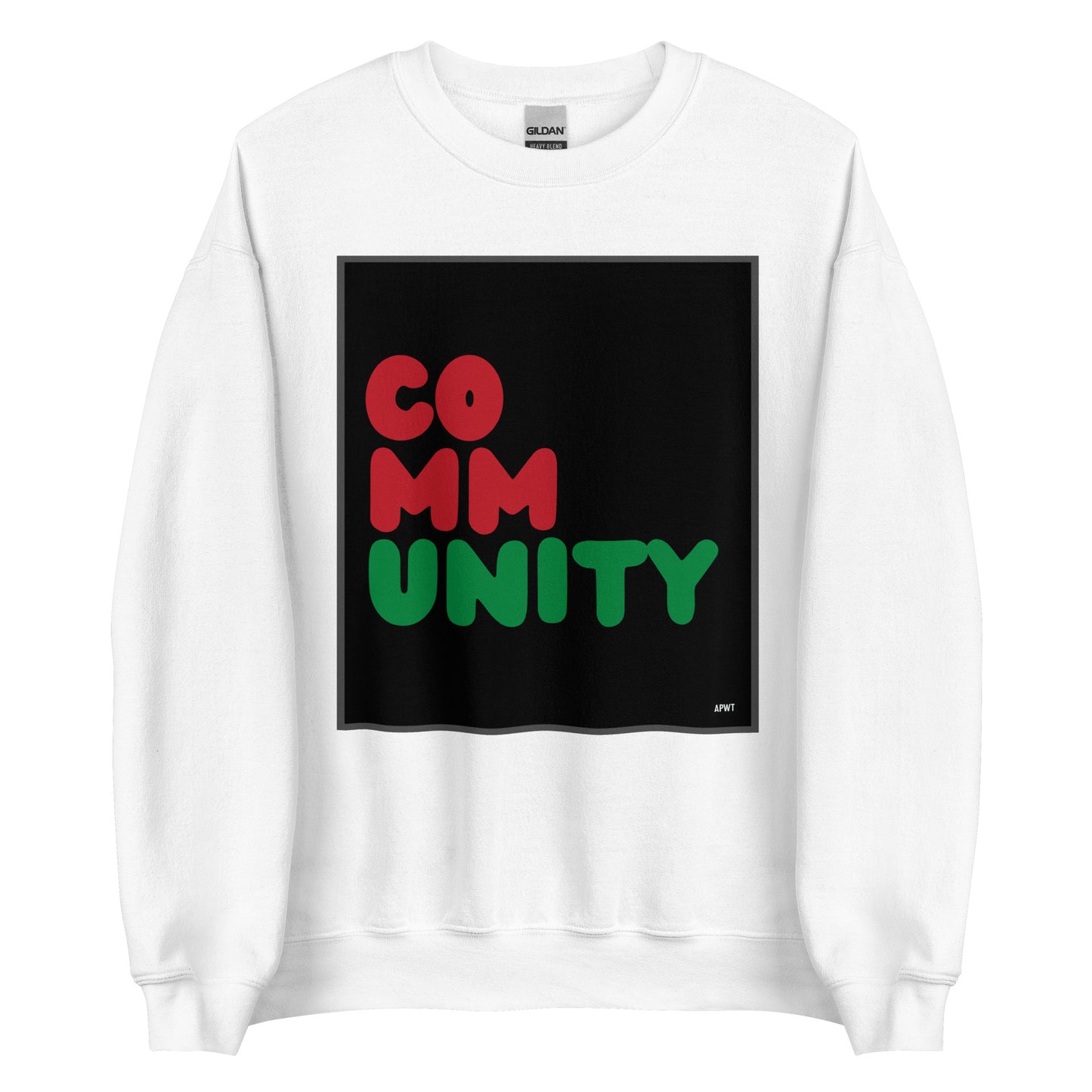 The Black Community Unisex Crew Neck Sweatshirt in White - The APWT Gift Shop