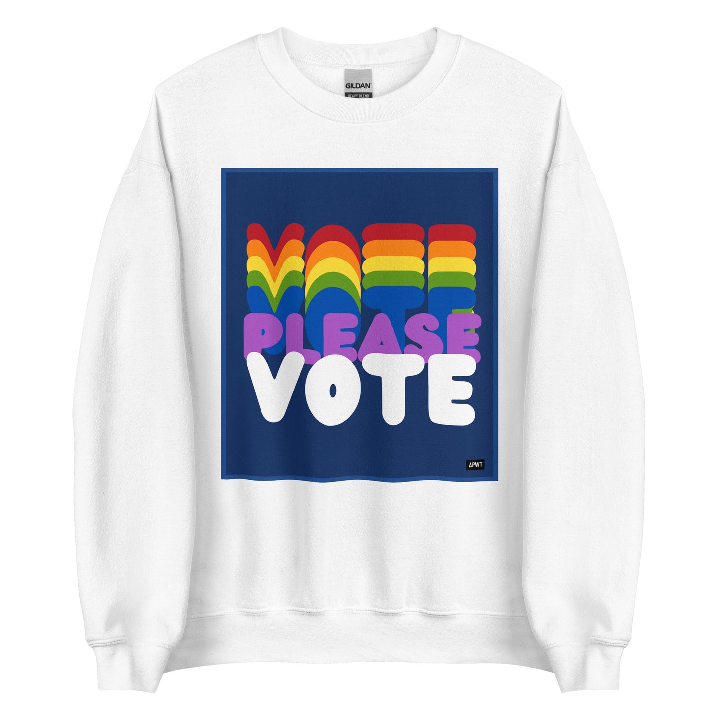 Please Vote in Color Unisex Crew Neck Sweatshirt in White - The APWT Gift Shop