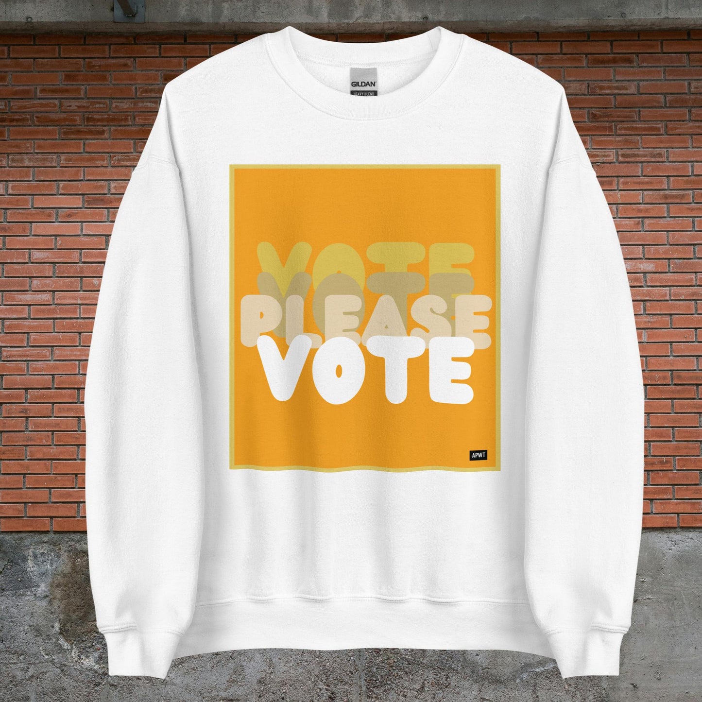 Please Vote in Orange Unisex Crew Neck Sweatshirt - Available in Assorted Colors