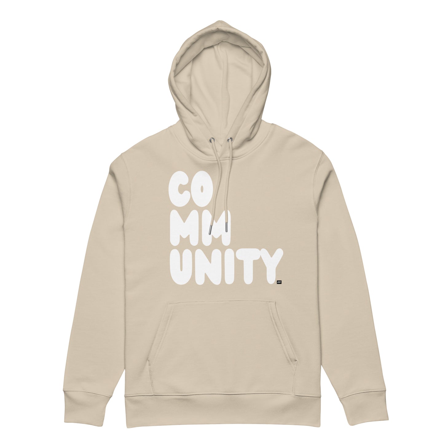 Community in Beige and White Premium Unisex Hoodie - The APWT Gift Shop