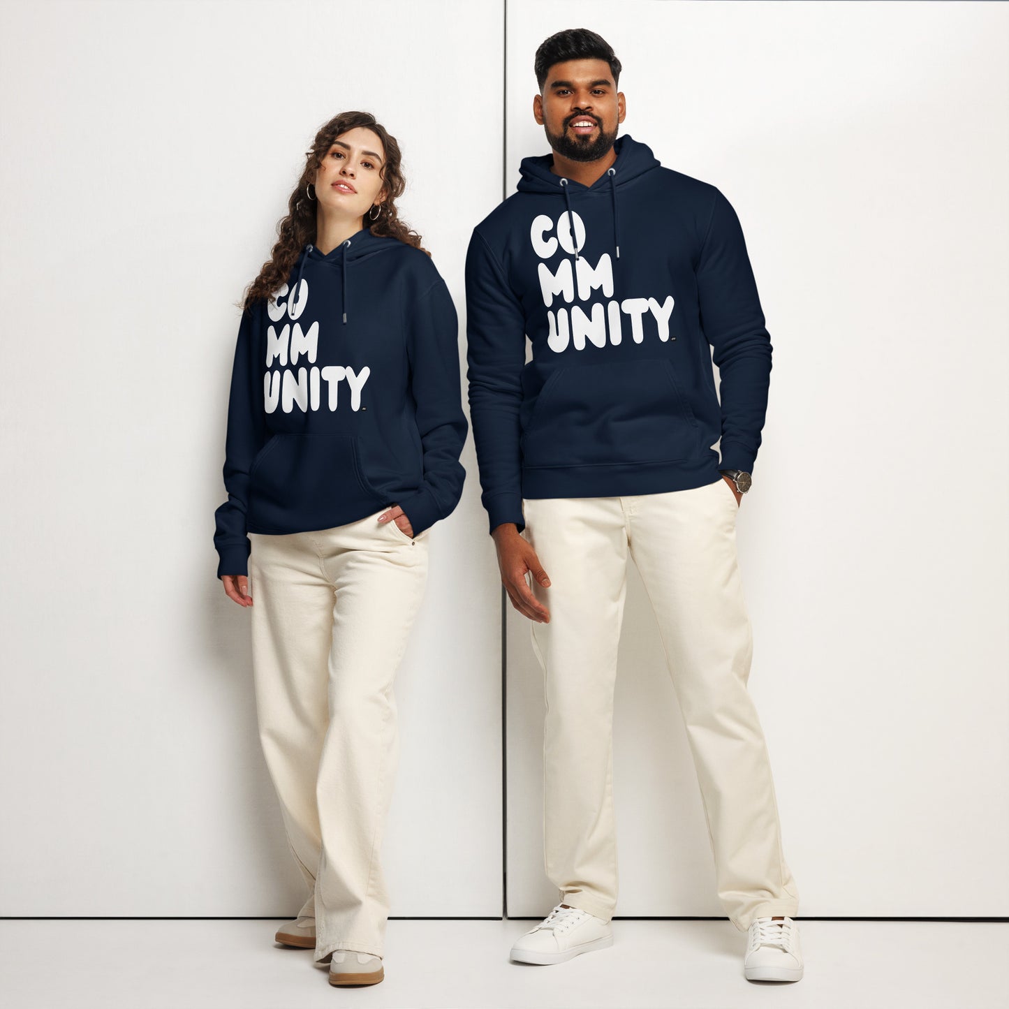 Community in Blue and White Premium Unisex Hoodie