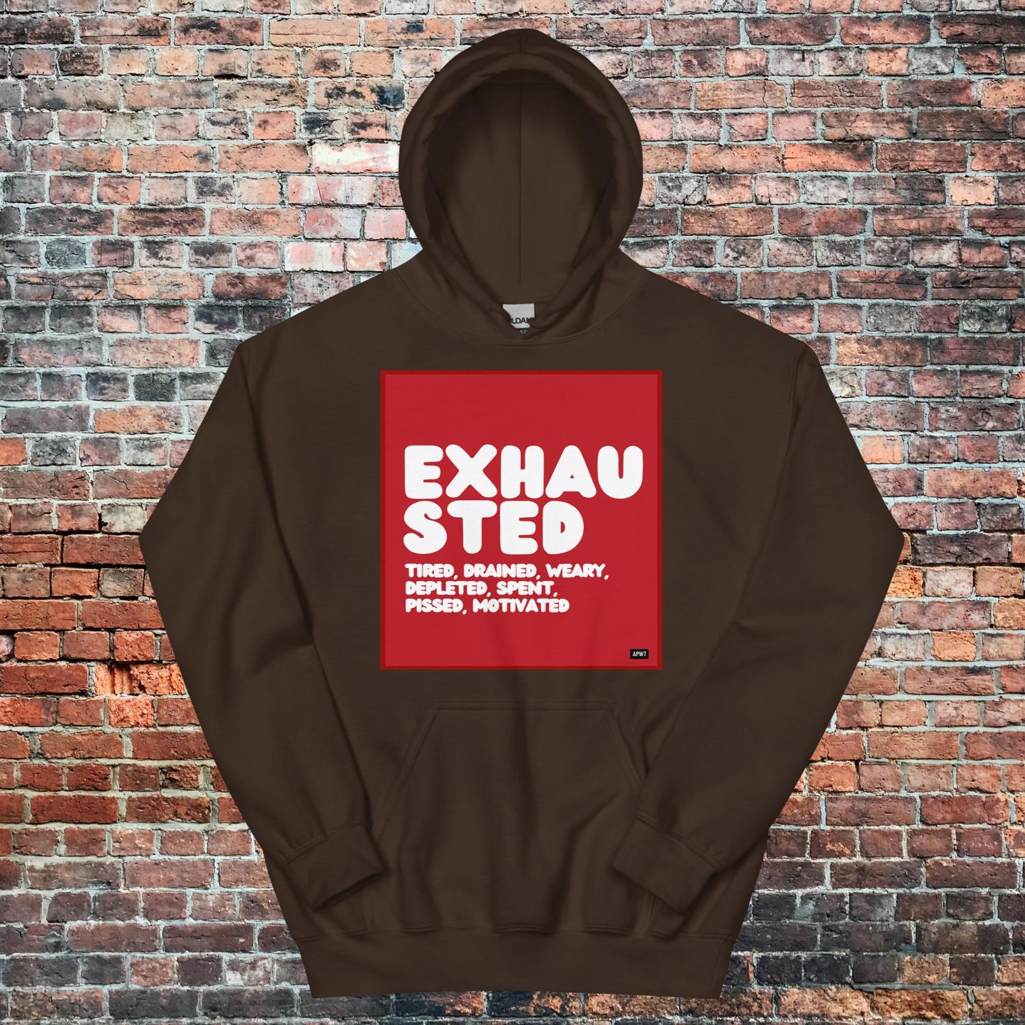 Exhausted in Red and White Unisex Hoodie - Available in Assorted Colors