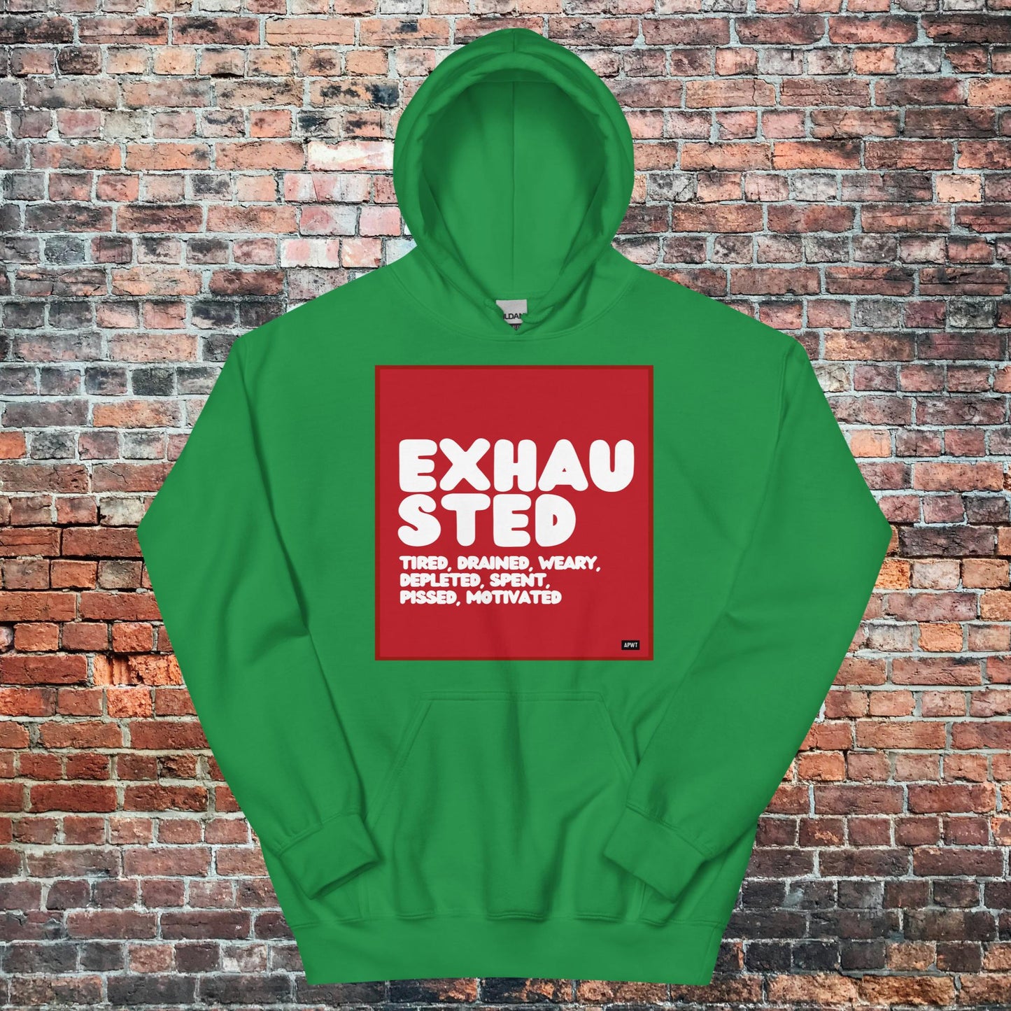 Exhausted in Red and White Unisex Hoodie - Available in Assorted Colors