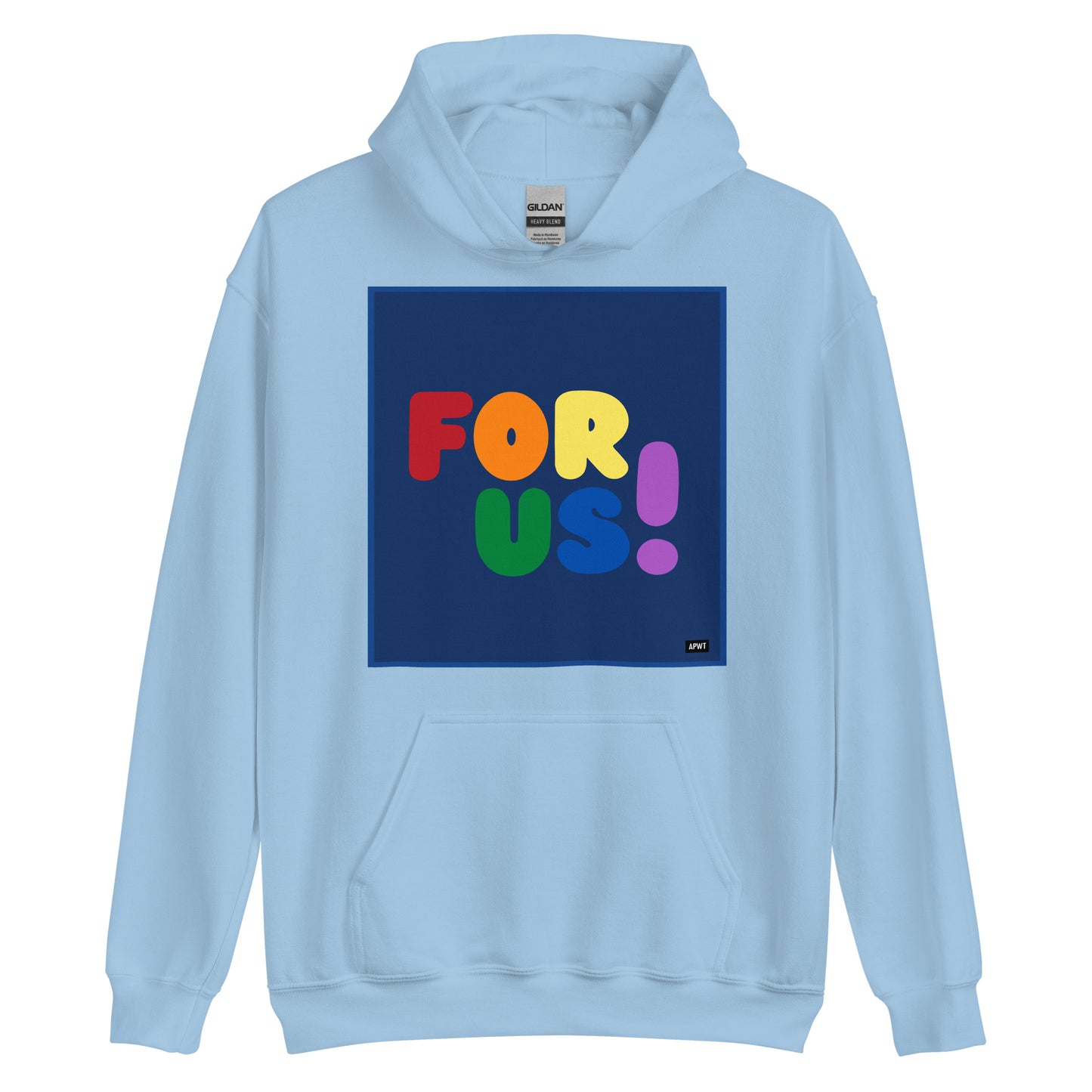 Rainbow For Us Unisex Hoodie in Light Blue - The APWT Gift Shop