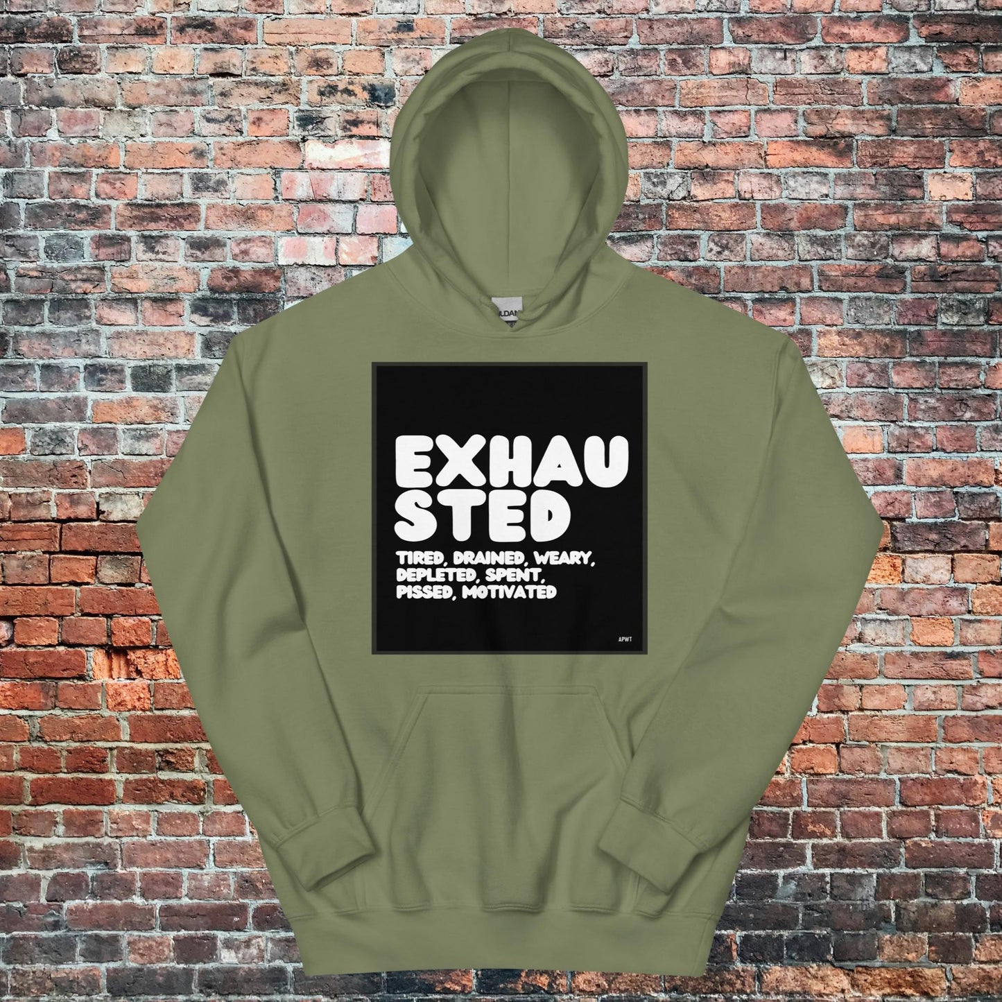 Exhausted in Black and White Unisex Hoodie - Available in Assorted Colors