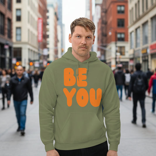 Be You in Olive Green and Orange Unisex Hoodie - The APWT Gift Shop