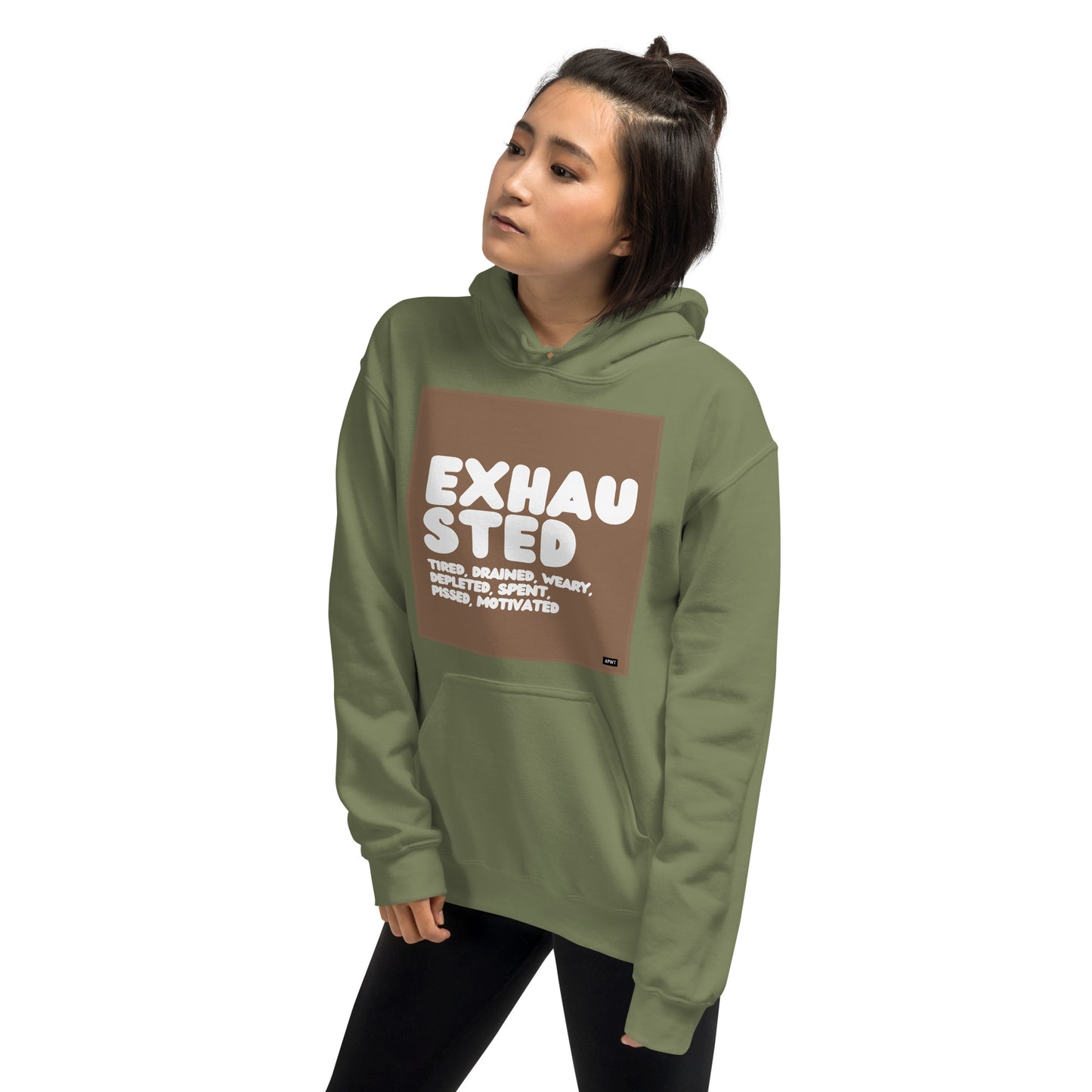 Exhausted in Brown and White Unisex Hoodie - Available in Assorted Colors