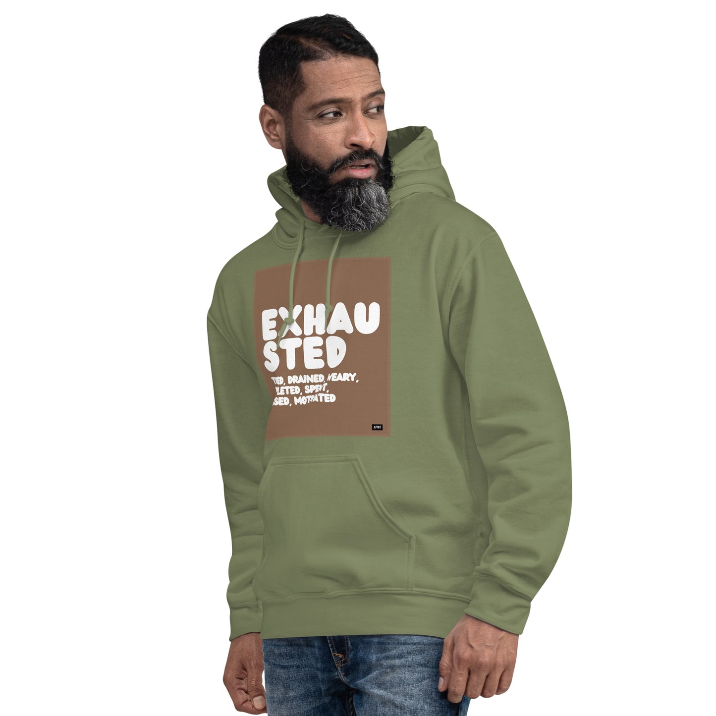 Exhausted in Brown and White Unisex Hoodie - Available in Assorted Colors