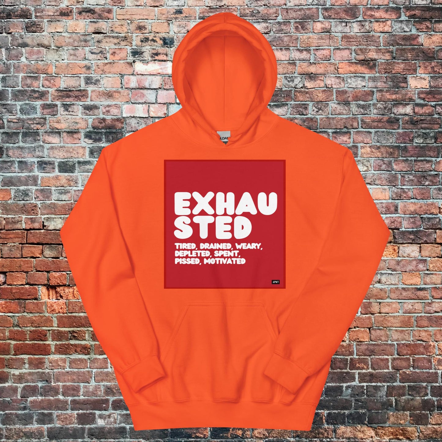 Exhausted in Red and White Unisex Hoodie - Available in Assorted Colors