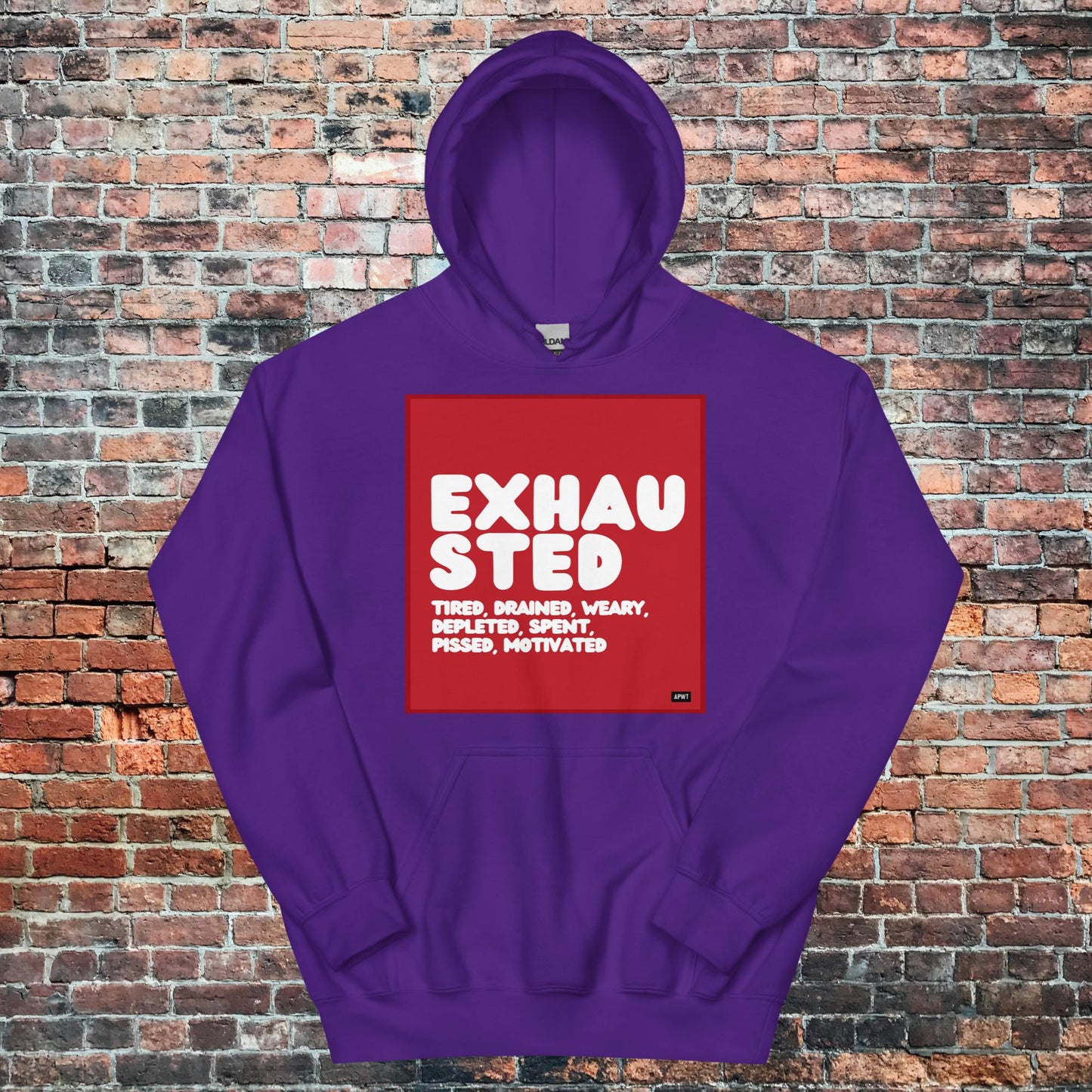 Exhausted in Red and White Unisex Hoodie - Available in Assorted Colors