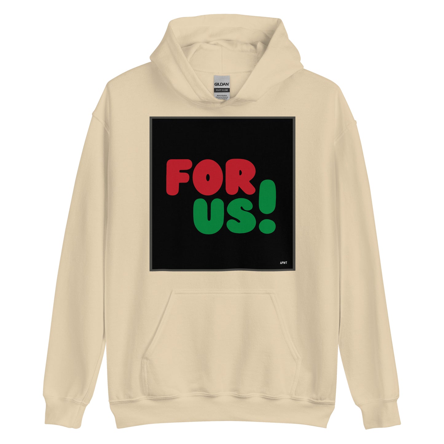 For Us in Black Unisex Hoodie in Sand/Biege - The APWT Gift Shop