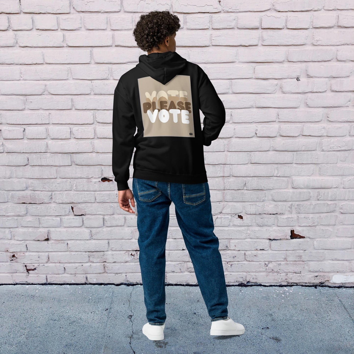 Please Vote in Brown Unisex Zip-Up Hoodie - Available in Assorted Colors