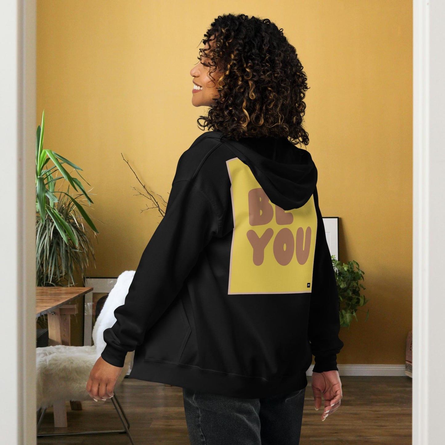 Be You in Yellow and Brown Unisex Zip-Up Hoodie - Available in Assorted Colors