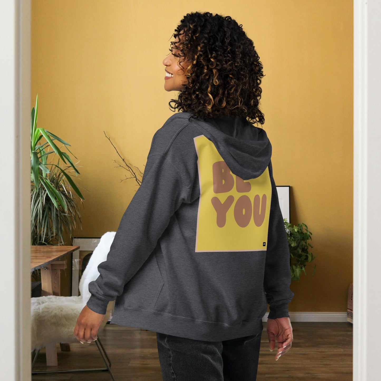 Be You in Yellow and Brown Unisex Zip-Up Hoodie - Available in Assorted Colors
