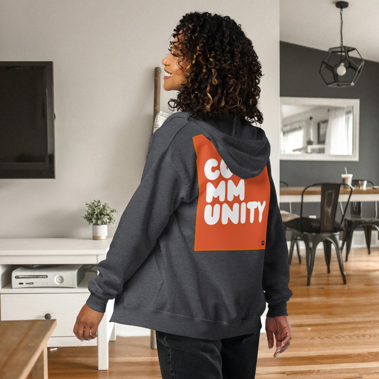 A Community in Tangerine Unisex Zip-Up Hoodie