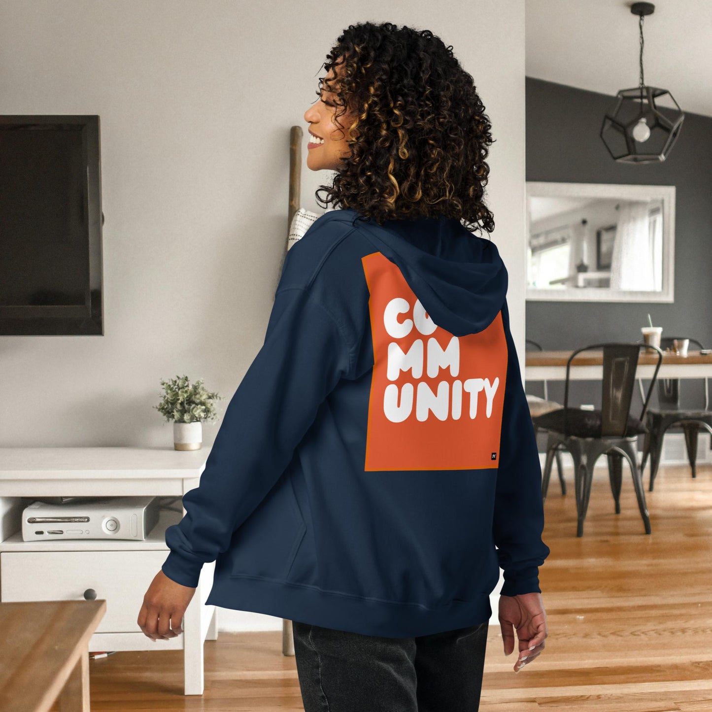 A Community in Tangerine Unisex Zip-Up Hoodie