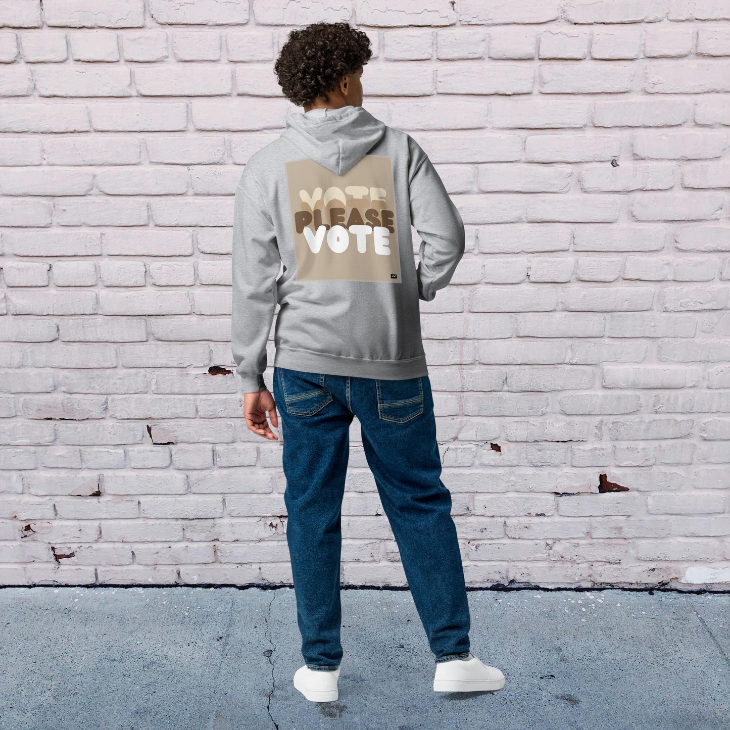 Please Vote in Brown Unisex Zip-Up Hoodie - Available in Assorted Colors