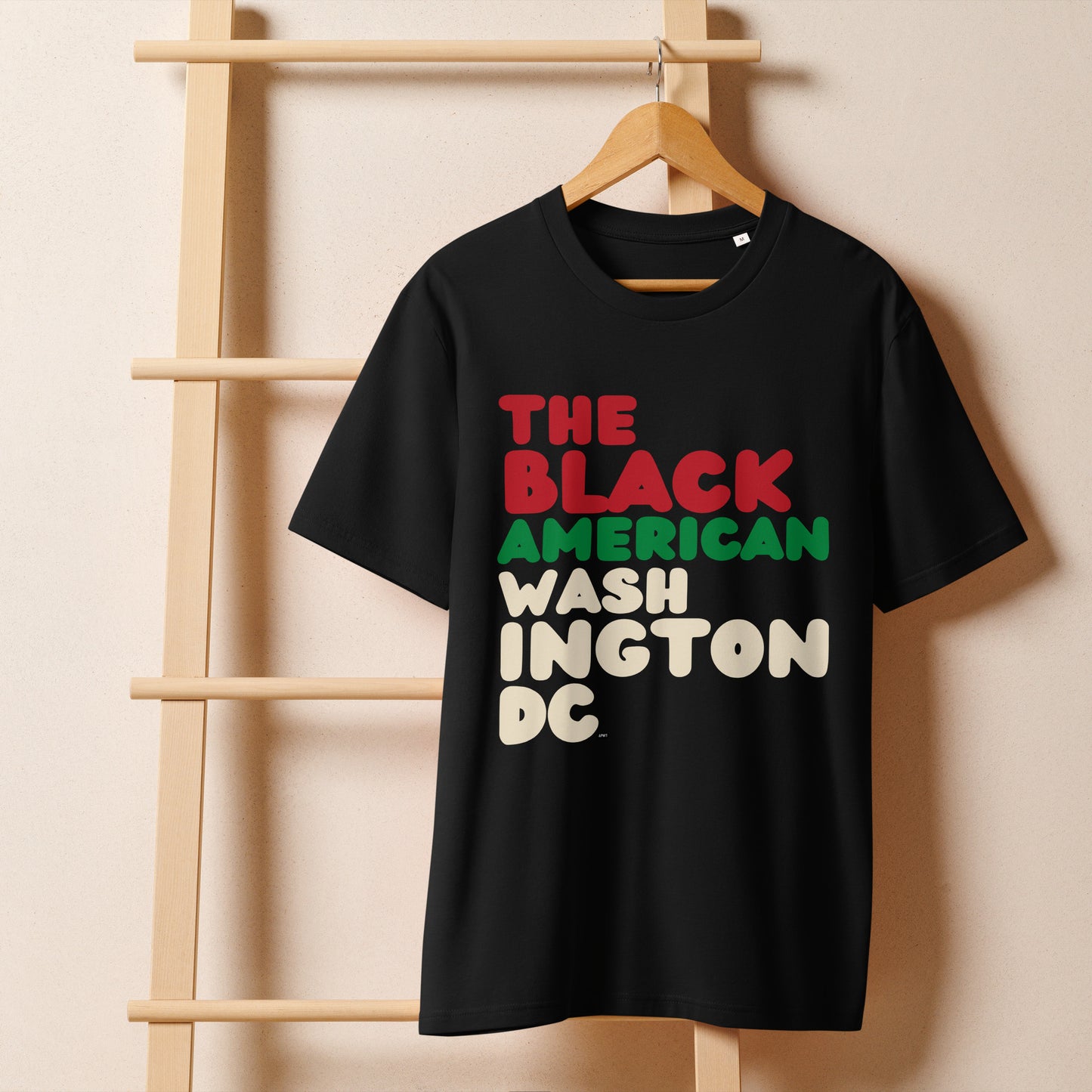 The Black American Washington DC Premium Unisex T-Shirt on a hanger