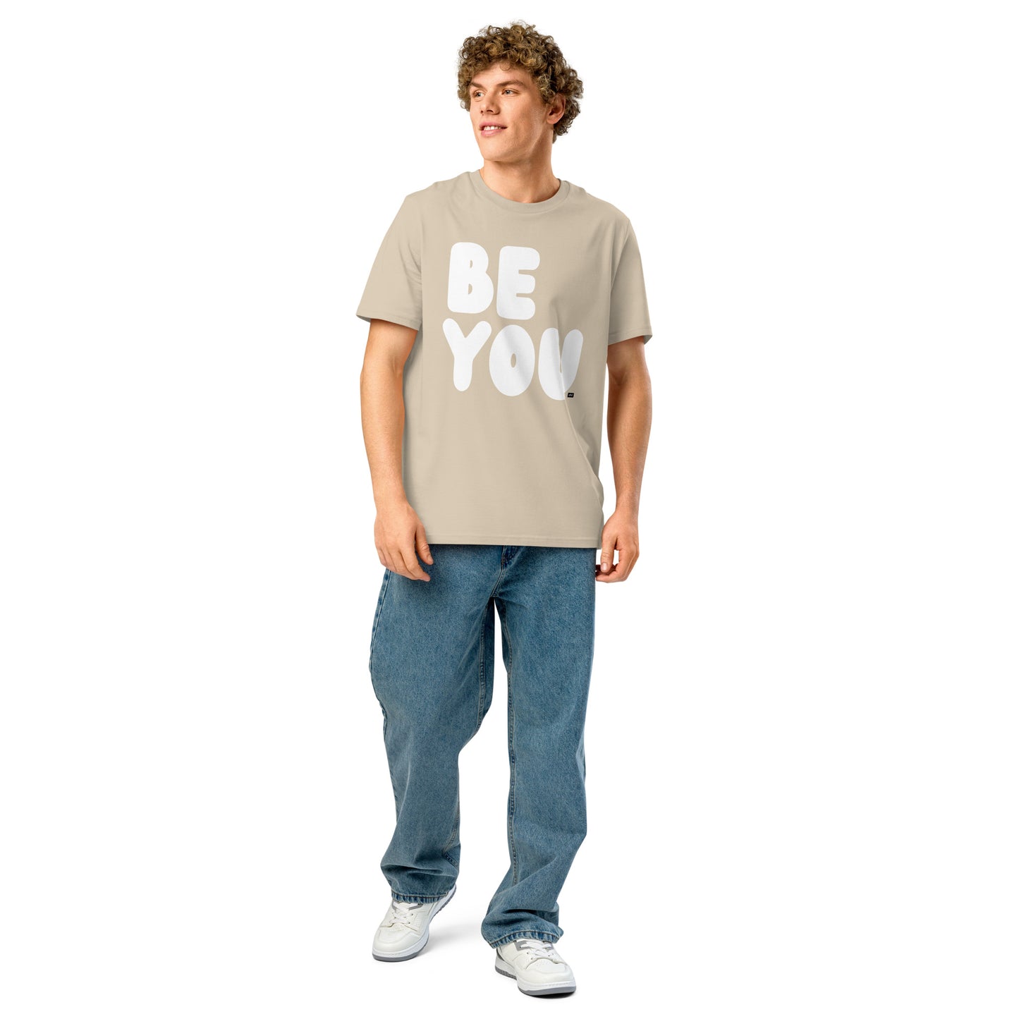 Be You in Beige and White Premium Unisex T-Shirt - The APWT Gift Shop