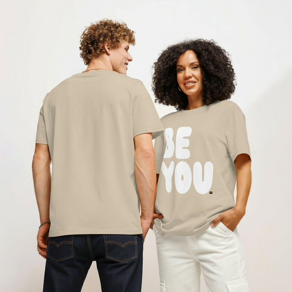 Be You in Beige and White Premium Unisex T-Shirt - The APWT Gift Shop