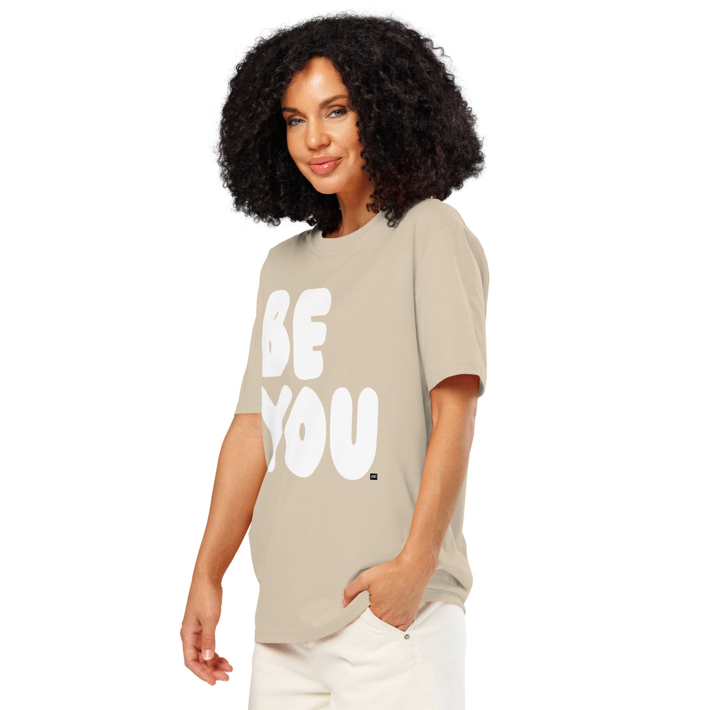 Be You in Beige and White Premium Unisex T-Shirt - The APWT Gift Shop