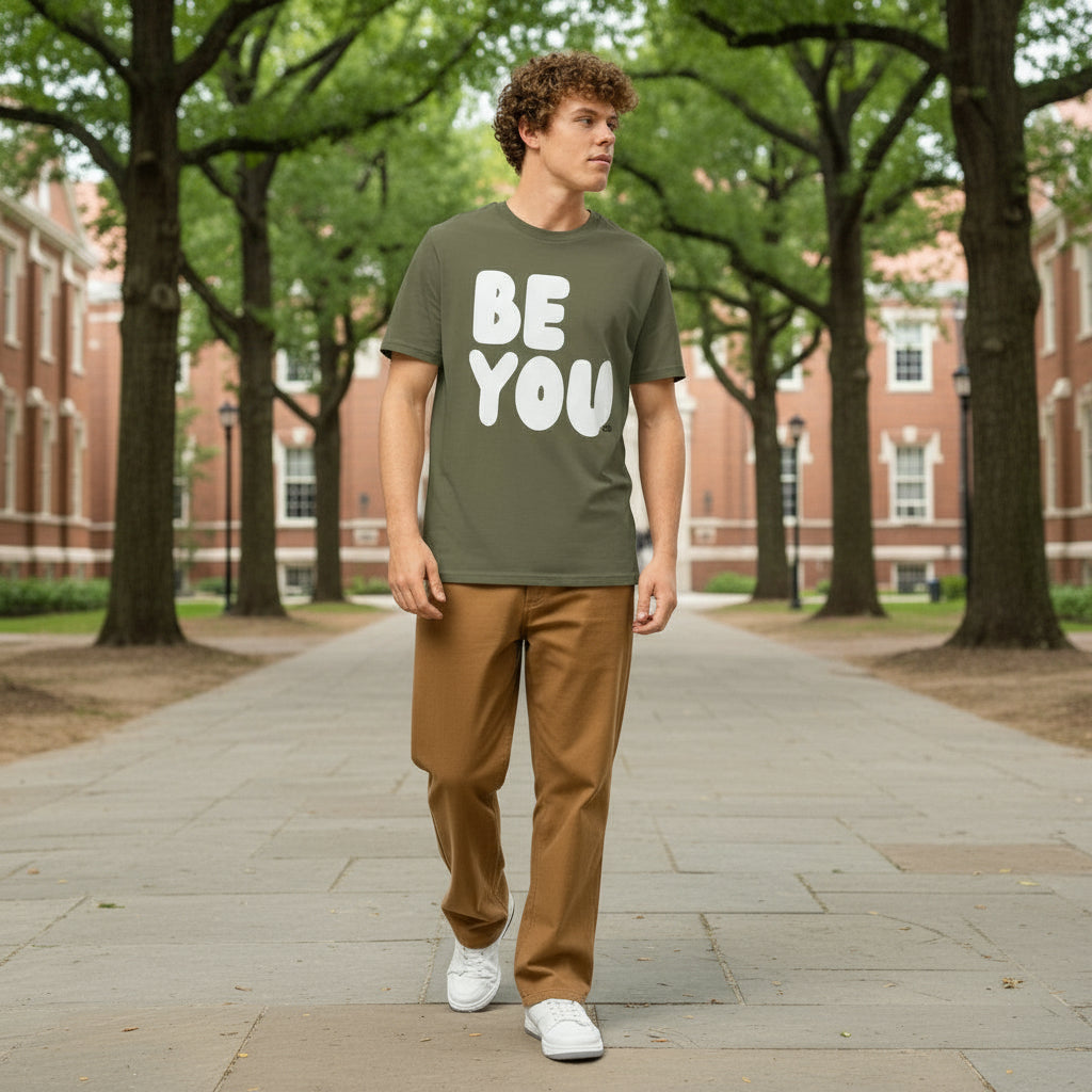 Be You in Green and White Premium Unisex T-Shirt - The APWT Gift Shop