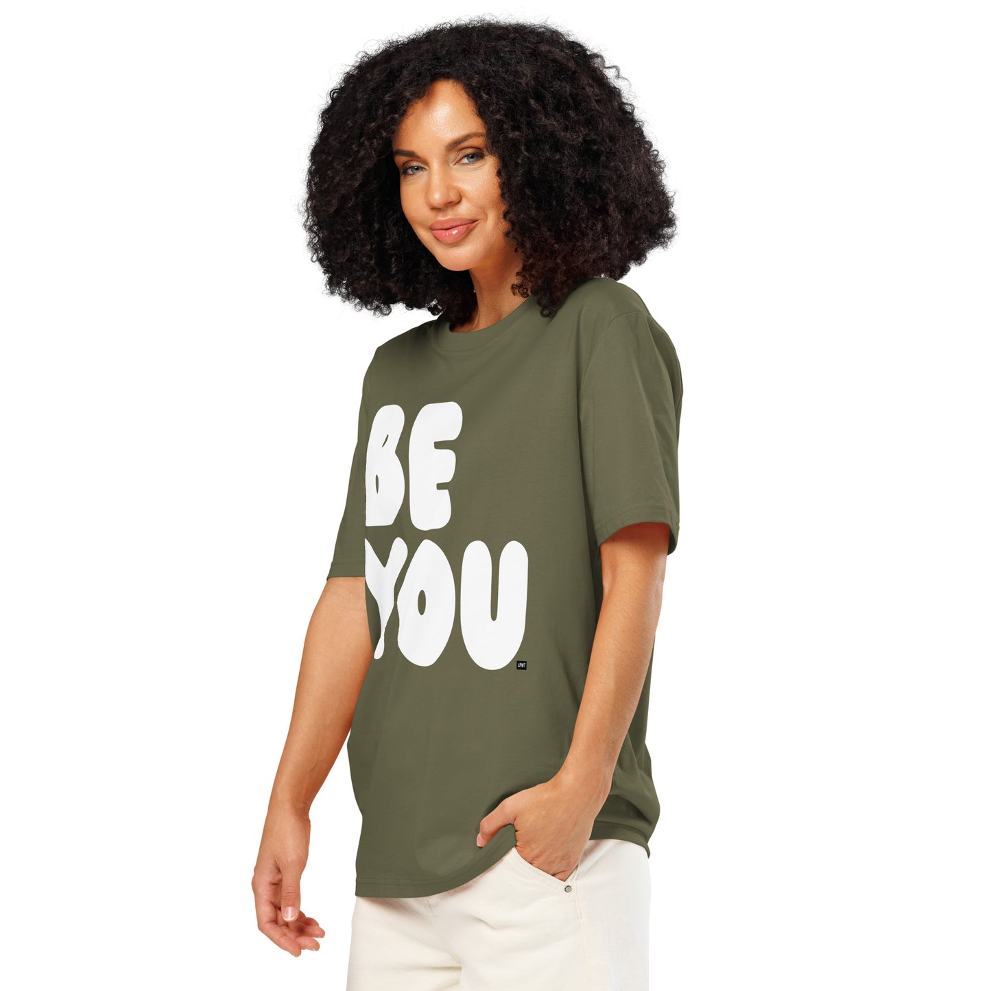 Be You in Green and White Premium Unisex T-Shirt - The APWT Gift Shop