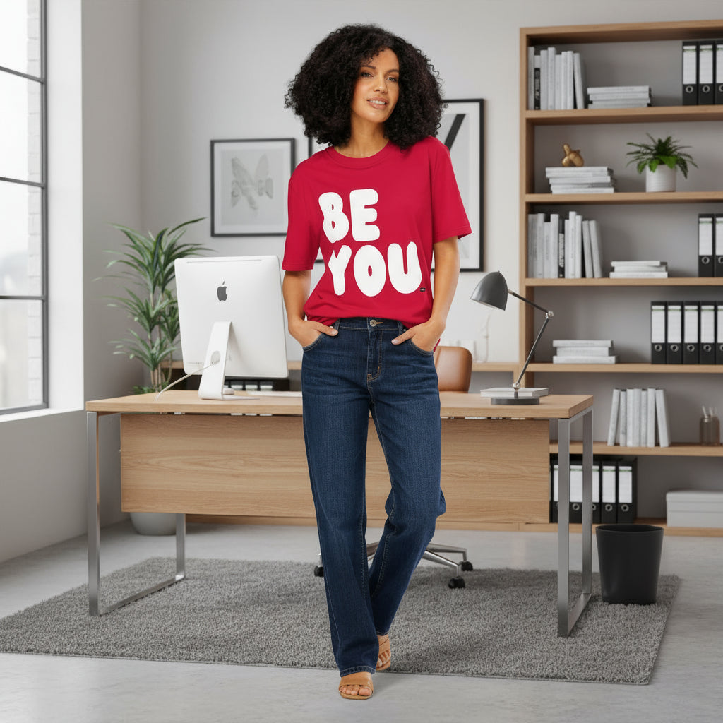 Be You in Red and White Premium Unisex T-Shirt - The APWT Gift Shop