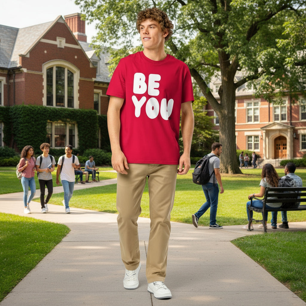 Be You in Red and White Premium Unisex T-Shirt - The APWT Gift Shop