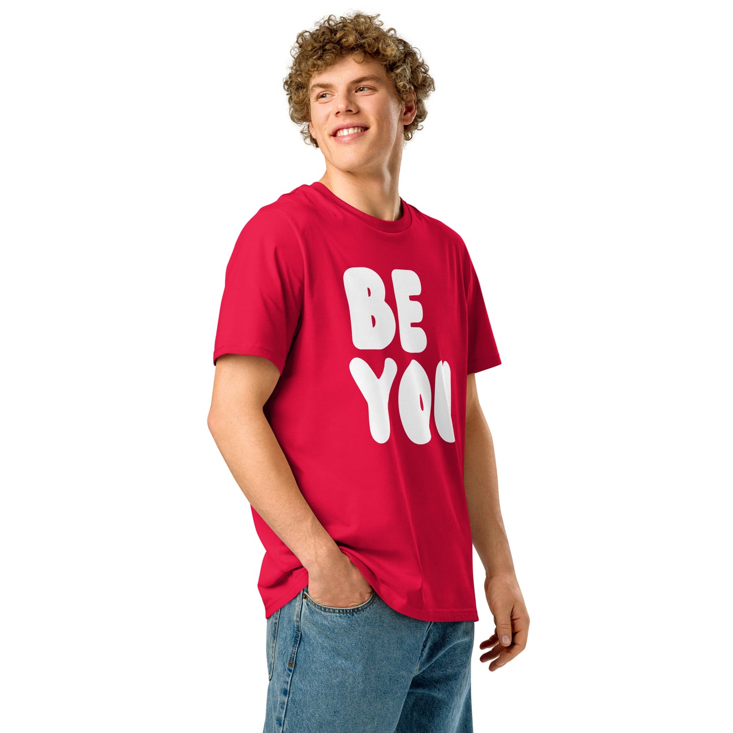 Be You in Red and White Premium Unisex T-Shirt - The APWT Gift Shop