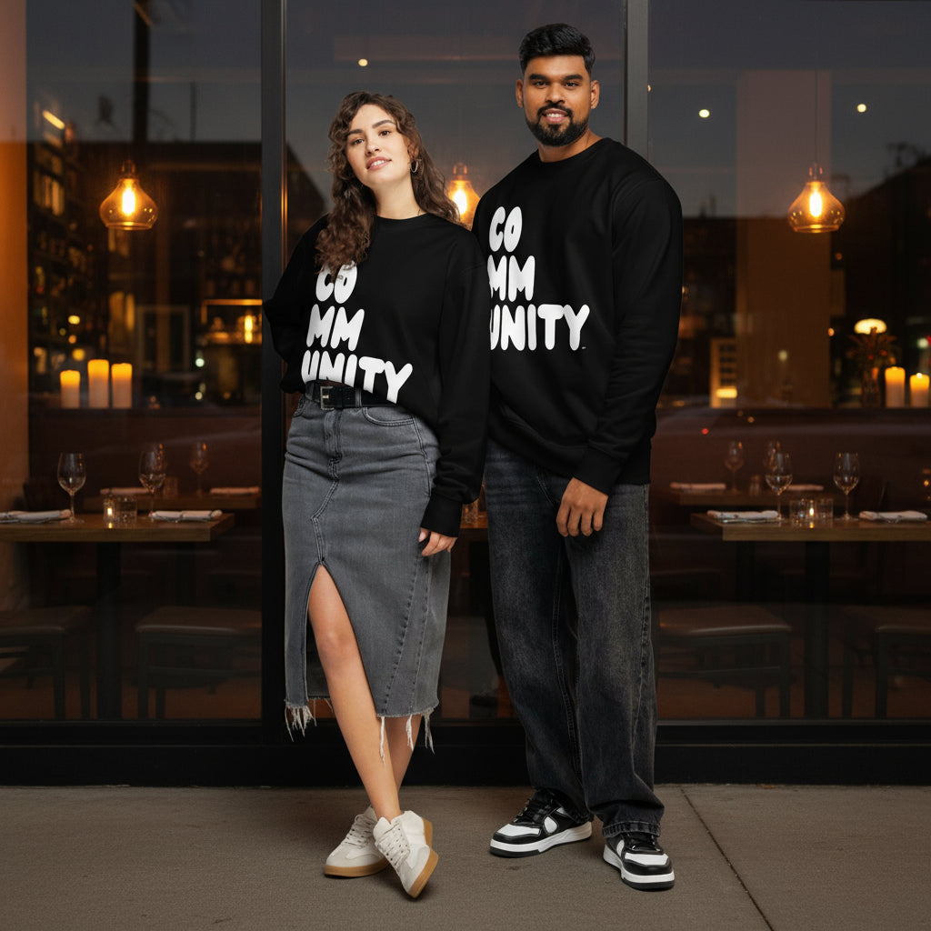 Community in Black and White Premium Unisex Crew Neck Sweatshirt