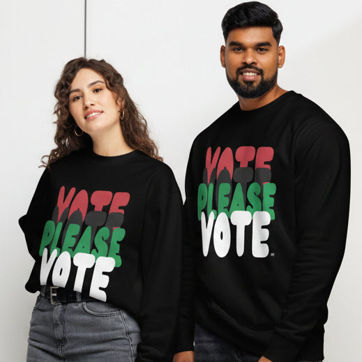 Please Vote in Black Premium Unisex Crew Neck Sweatshirt - The APWT Gift Shop