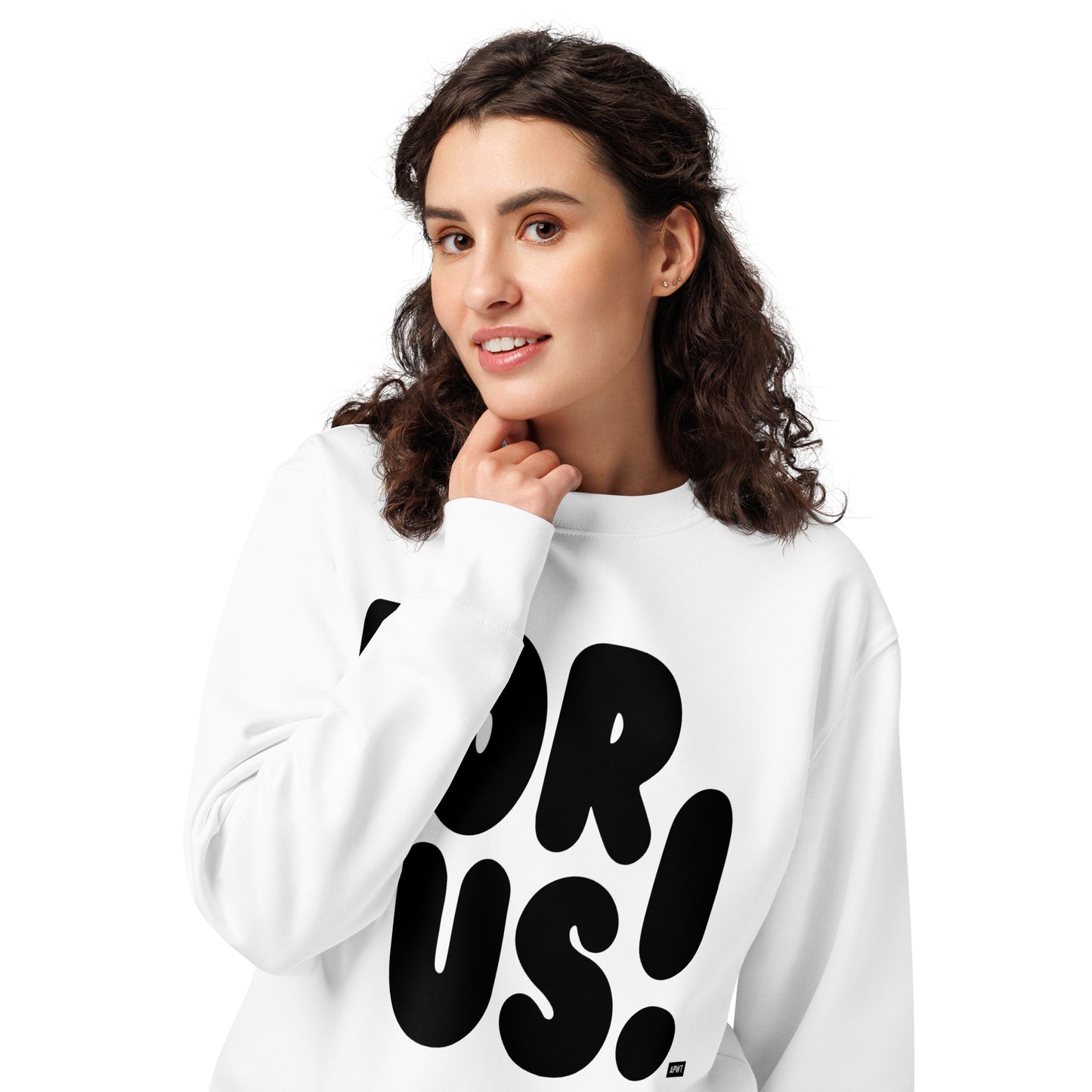 For Us in Black and White Premium Unisex White Crew Neck Sweatshirt - The APWT Gift Shop