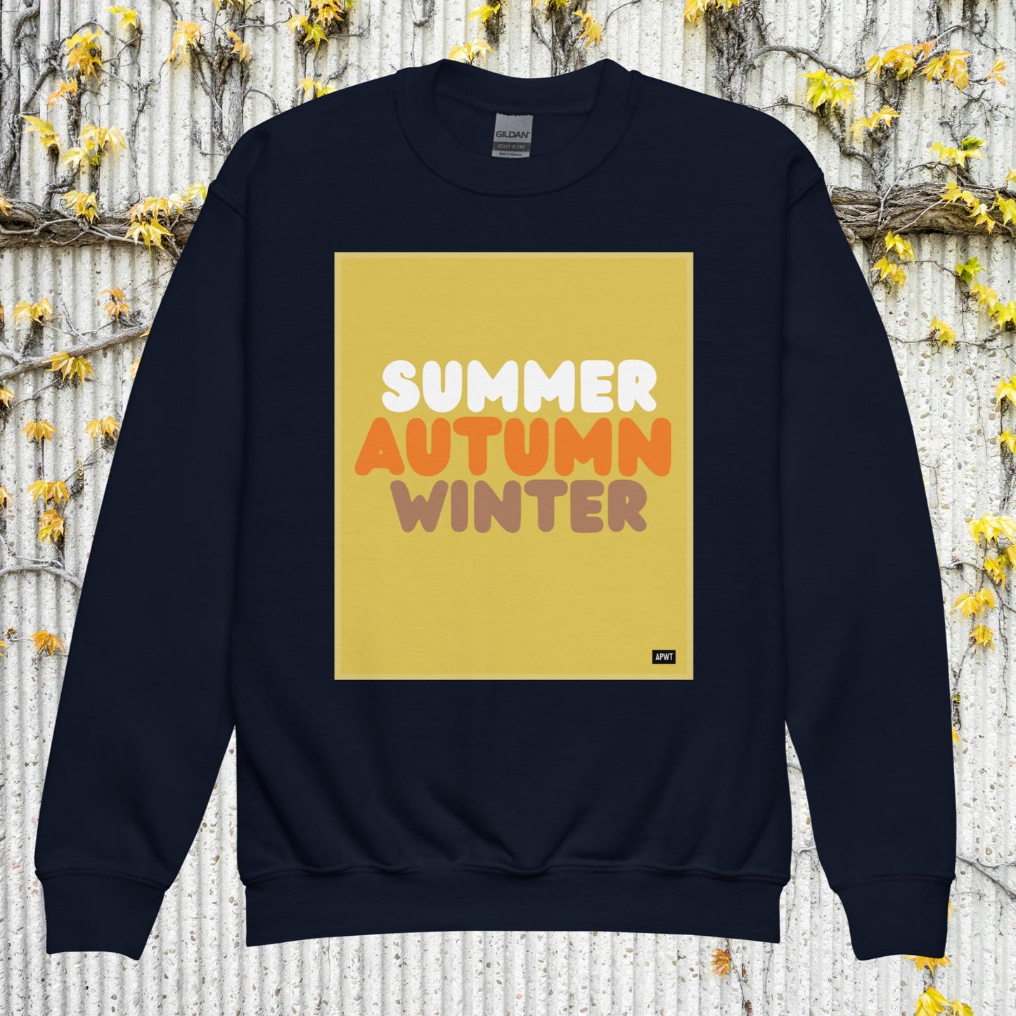 Autumn Kids in Yellow Unisex Crew Neck Sweatshirt - Available in Assorted Colors