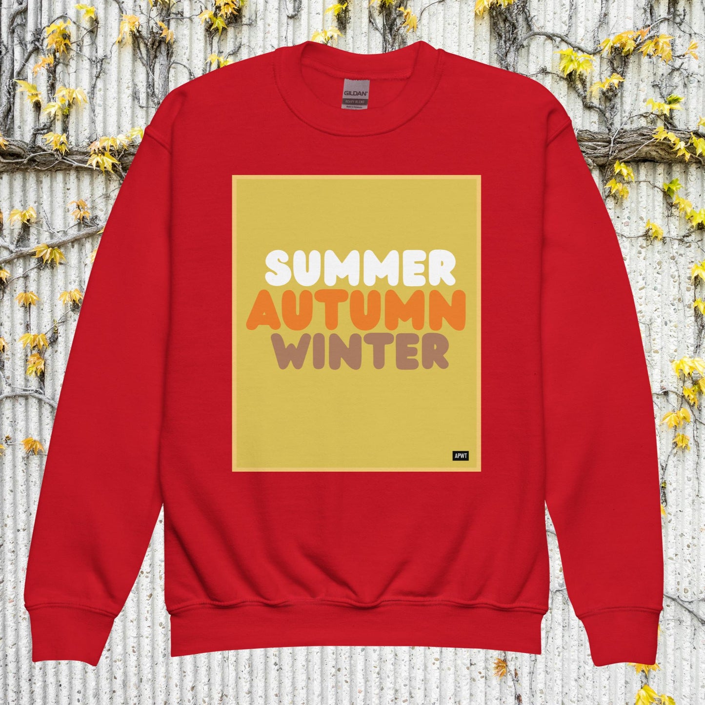 Autumn Kids in Yellow Unisex Crew Neck Sweatshirt - Available in Assorted Colors