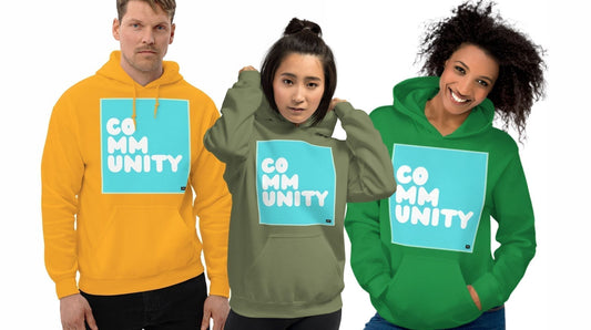 A Community in Turquoise Unisex Hoodies - The APWT Gift Shop