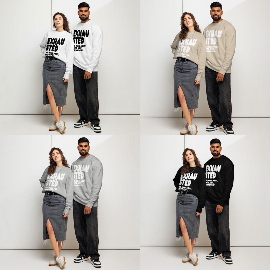 Exhausted Premium Unisex Crew Neck Sweatshirts now in the Shop!