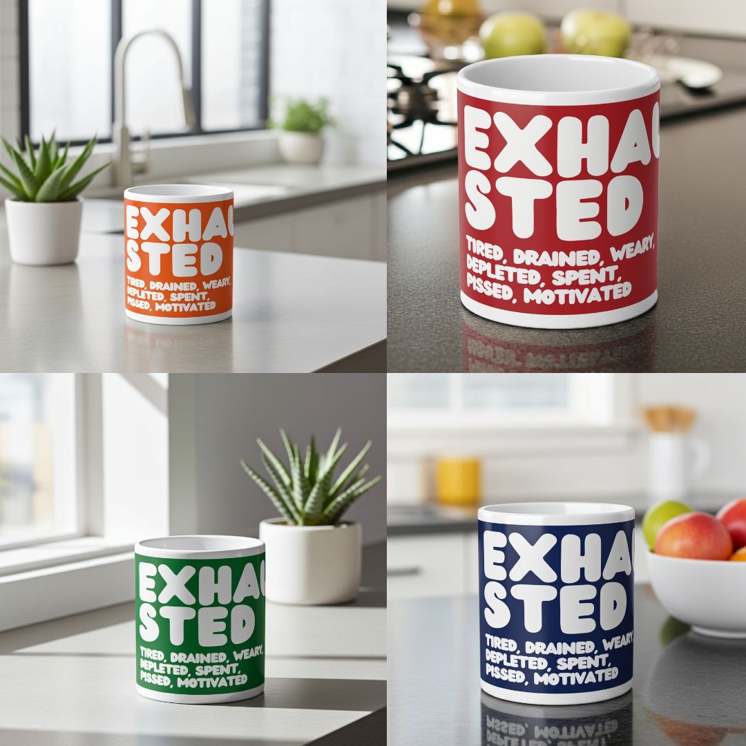 Exhausted Jumbo Mugs now in the APWT Gift Shop!