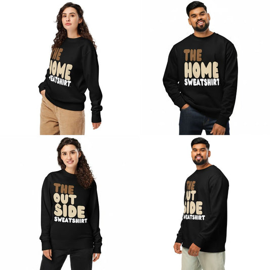 New Home and Outside Unisex Crew Neck Sweatshirts in the APWT Gift Shop