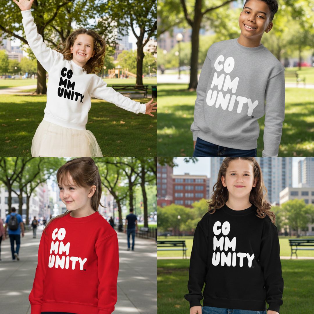 New Community Kid's Unisex Crew Neck Sweatshirts in the Shop!