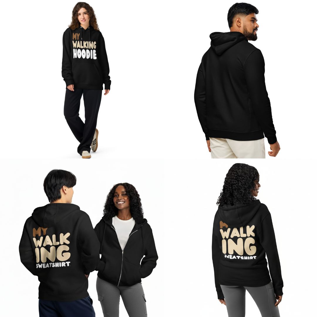 My Walking Hoodie Premium Unisex Hoodie and My Walking Sweatshirt Premium Unisex Zip-Up Sweatshirt are now in the Shop!