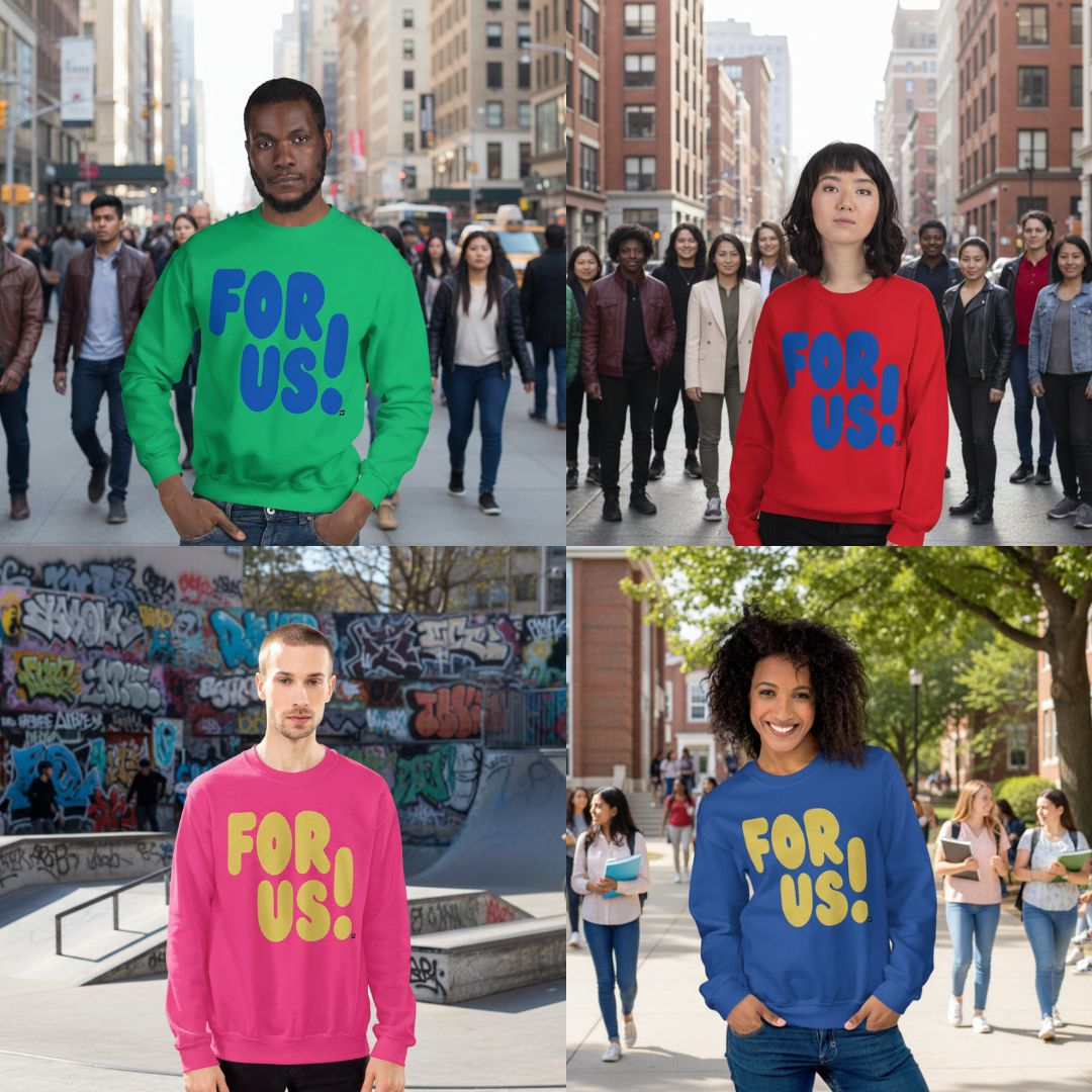 The For Us Spring Unisex Crew Neck Sweatshirts are now in the Shop!