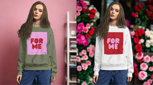 The For Me Love Unisex Crew Neck Sweatshirts in Pink and Red - The APWT Gift Shop