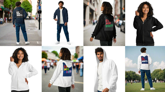 Try our new Unisex Zip-Up Community Hoodies!