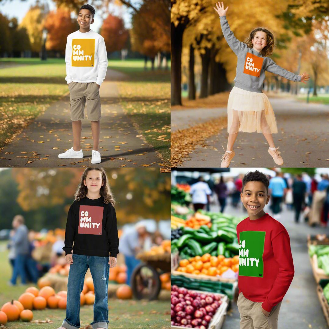Fall Community Kids Unisex Crew Neck Sweatshirts are now in the Shop!